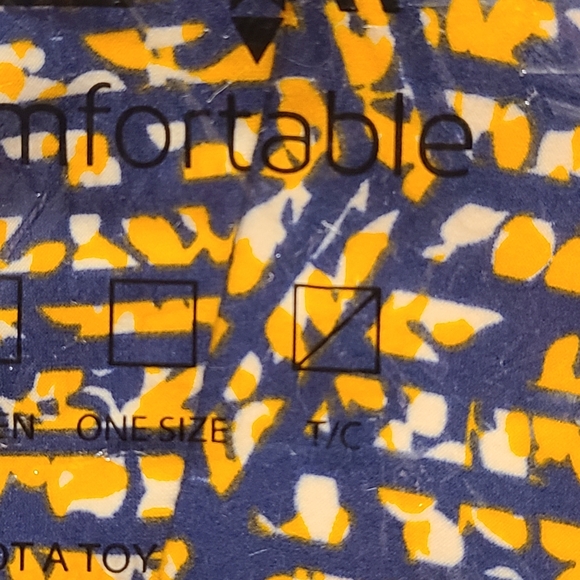 NWT LuLaRoe TC 12-18 Navy Blue w/ Yellow-Orange Bluish Tan Geometric Design - Picture 3 of 3